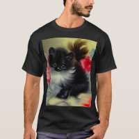 Tableau vintage de chaton noir et blanc