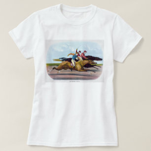 T-shirt Tableau vintage D'Une Scène De Course De Cheval, C