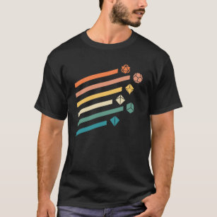 T-shirt Tablette de rayons colorés Retro Dice Polyèdre des