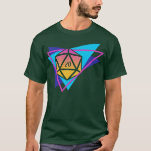 T-shirt Tablette RPG rétro D20 Dis Polyèdre Synthwave