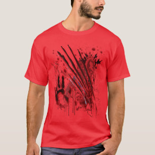 T-shirt Tache de sang Halloween Zombie Rouge Main vi