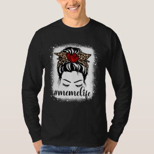 T-shirt Taches de blanchiment Vie de mème Chignon imprimer