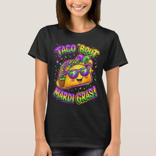 T-shirt Taco Bout Mardi Gras Fat Tuesday Funny Mexican Foo (Devant)