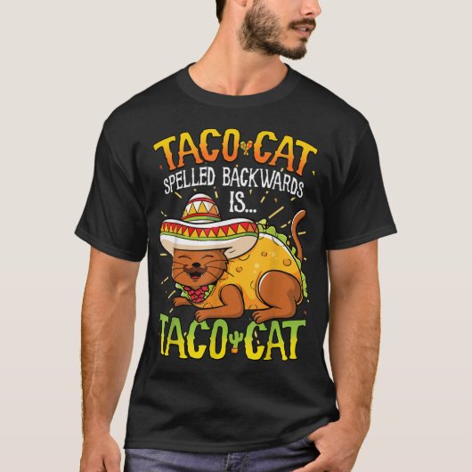 T-shirt Taco Chat Écrit À L'Arrière Est Taco Chat Drôle (Devant)