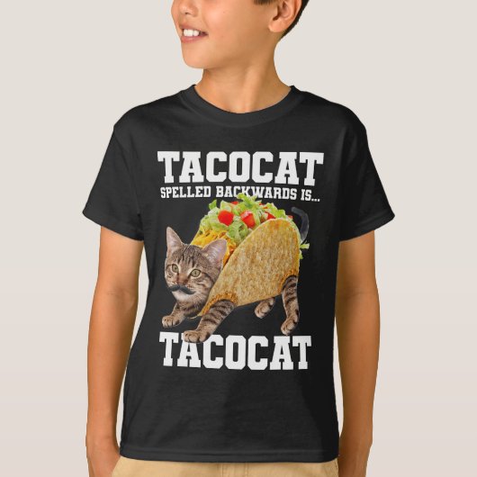 T-shirt Taco Chat Écrit À L'Arrière Est Tacocat Mème Silly (Devant)
