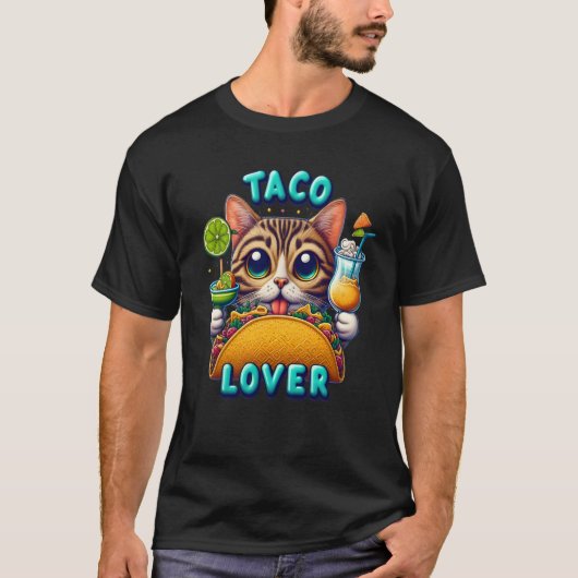 T-shirt Taco Lover Chat Avec Boisson Rafraîchissante (Devant)