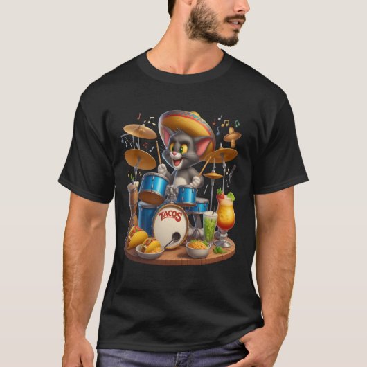 T-shirt Taco Tunes : Batteur de chats (Devant)