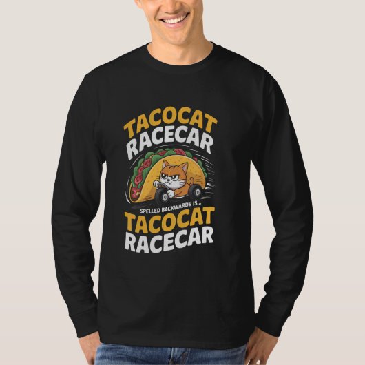 T-shirt Tacocat Racecar Spelled Backwards Funny Cat Cinco  (Devant)