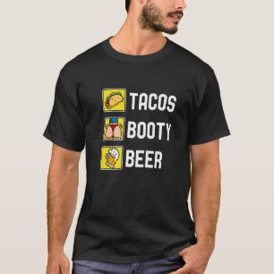 T-shirt Tacos Booty And Beer College Fiesta Cinco De Mayo