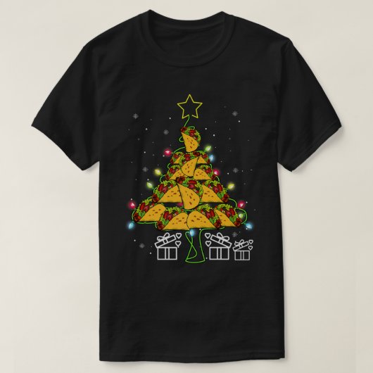 T-shirt Tacos Noël Arbre Lumières Dirigées Mignons Noël Me (Design devant)