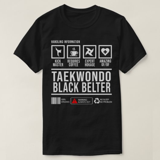 T-shirt Taekwondo Black Belter Handicap Information Cadeau (Design devant)