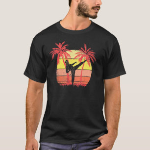 T-shirt Taekwondo Combattre le coucher de soleil d'été 80s