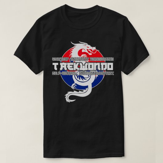 T-shirt Taekwondo Graphisme TKD 5 Tenets Premiu Dragon Asi (Design devant)