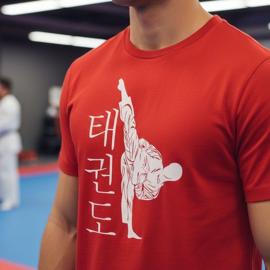 T-shirt Taekwondo High Kick with Vertical Hangul