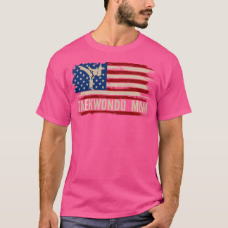 T-shirt Taekwondo Maman Américaine Usa Drapeau Sports The 