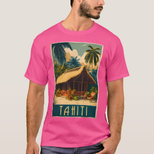 T-shirt Tahiti Poster d'Art Vintage voyage Polynésie franç