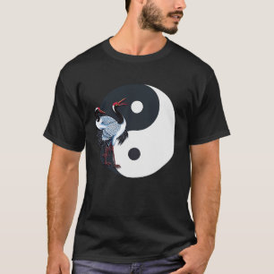 T-shirt Tai Chi Grue Blanche Yin Yang Qi Gong Chinois Blan