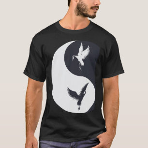T-shirt Tai Chi Grue Blanche Yin Yang Qi Gong Chinois Blan