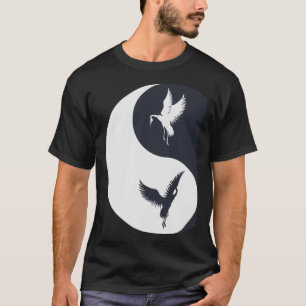 T-shirt Tai Chi Grue Blanche Yin Yang Qi Gong Chinois Blan