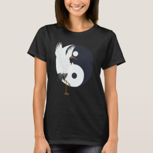 T-shirt Tai Chi Grue Blanche Yin Yang Qi Gong Chinois Blan