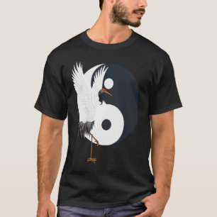 T-shirt Tai Chi Grue Blanche Yin Yang Qi Gong Chinois Blan