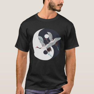 T-shirt Tai Chi Grue Blanche Yin Yang Qi Gong Chinois Blan