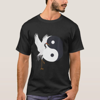 T-shirt Tai Chi Grue Blanche Yin Yang Qi Gong Chinois Blan