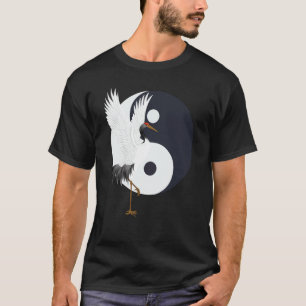 T-shirt Tai Chi Grue Blanche Yin Yang Qi Gong Chinois Blan