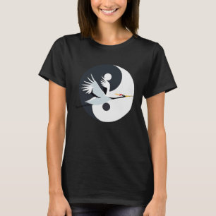 T-shirt Tai Chi Grue Blanche Yin Yang Qi Gong Chinois Blan
