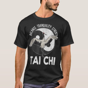 T-shirt Tai Chi Yin Yang Crane Chinese Martial Arts Retro 