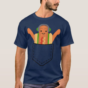 T-shirt Taille De Poche Yummy Hotdog Dans Un Petit Pain Am