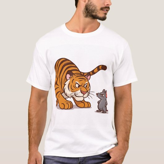 T-shirt "Taille ne me fait pas peur - Souris contre Tiger  (Devant)