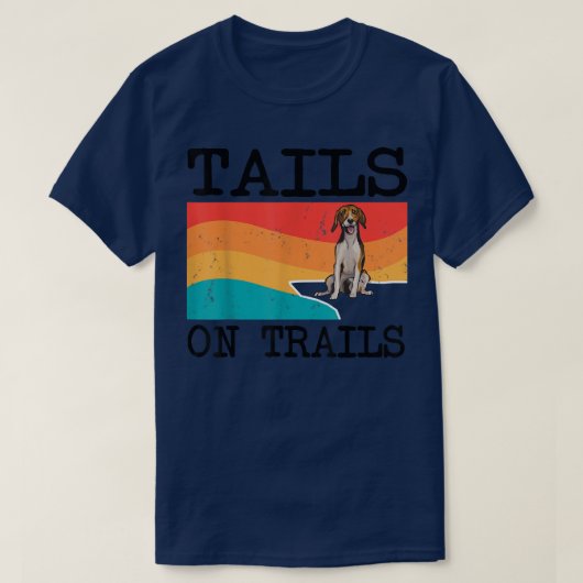 T-shirt Tails On Trails American Fohound Dog Funny Hiking  (Design devant)