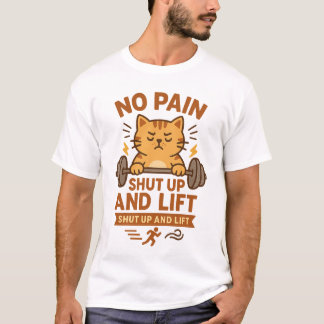 T-shirt Tais-toi et levage - Poster Motivational Cat Fitne