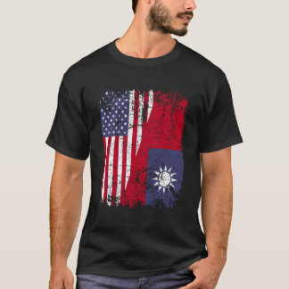 T-shirt Taiwanese Roots Half American Flag Usa Taiwan Flag