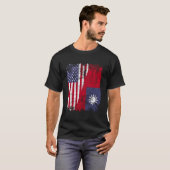 T-shirt Taiwanese Roots Half American Flag Usa Taiwan Flag (Devant entier)