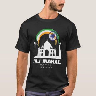 T-shirt Taj Mahal De L'Asie Avec L'Inde Drapeau Temple De 