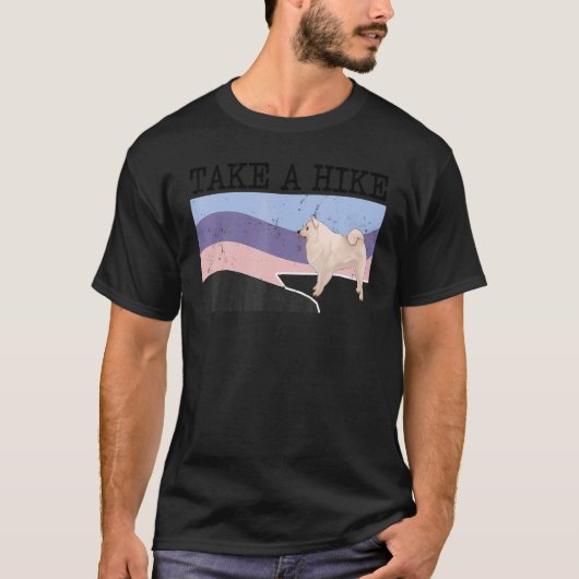 T-shirt Take A Hike American Eskimo Dog Funny Graphic Hiki (Devant)
