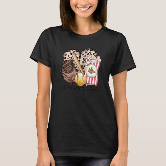 T-shirt Take Me Out To The Ball Game Leopard Heart Basebal (Devant)