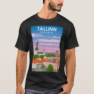 T-shirt Talinn Estonie Vintage Minimal Retro Affiche de vo
