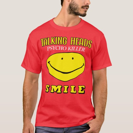 T-shirt Talking Heads Psycho Killer Smiley Dark New Wave D (Devant)