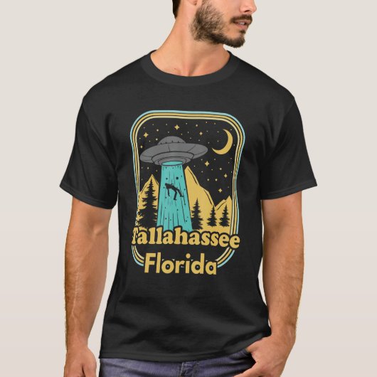 T-shirt Tallahassee Floride Ufo Alien Hunter 80s State Pri (Devant)