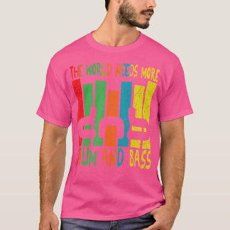 T-shirt Tambour Et Basse Coloré Arc En Ciel Vintage Retro