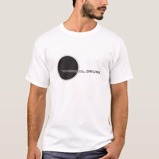 T-shirt Tambour Noir et Blanc Minimal Cool Batteur (Devant)