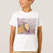 T-shirt Tambour traditionnel Bongo avec notes musicales (Devant)