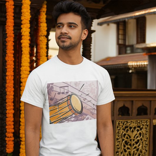 T-shirt Tambour traditionnel Bongo avec notes musicales