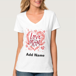 T-shirt T'amour Maman Cœur Rouge & Plumes - Personnalisabl