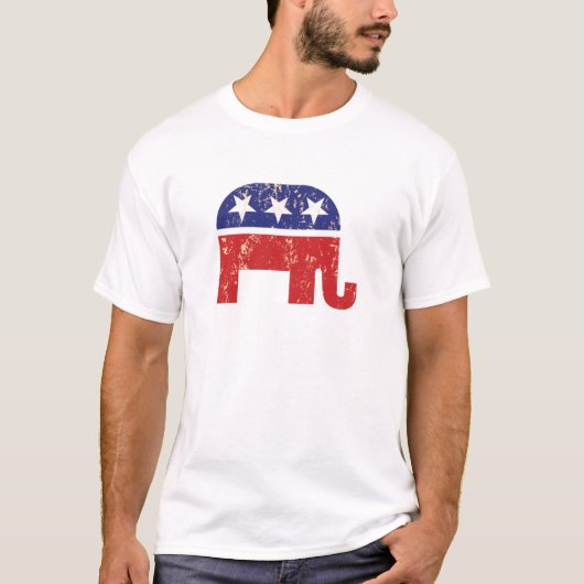 T-shirt Tan affligé par éléphant original républicain (Devant)