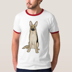 T-shirt Tan clair et chien berger allemand noir   Art pour