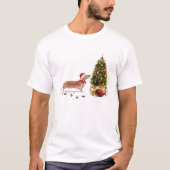 T-shirt Tan Dachshund Funny Chien de Noël avec arbre (Devant)